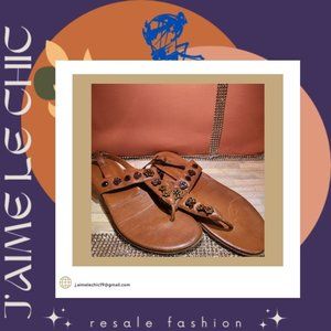 Via Spiga Fashion Sandals with Rust Gems Accents
